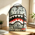 Sprayground Full Dollar Bill Shark Backpack All‑Over Money Print Waterproof Laptop School Travel Bag