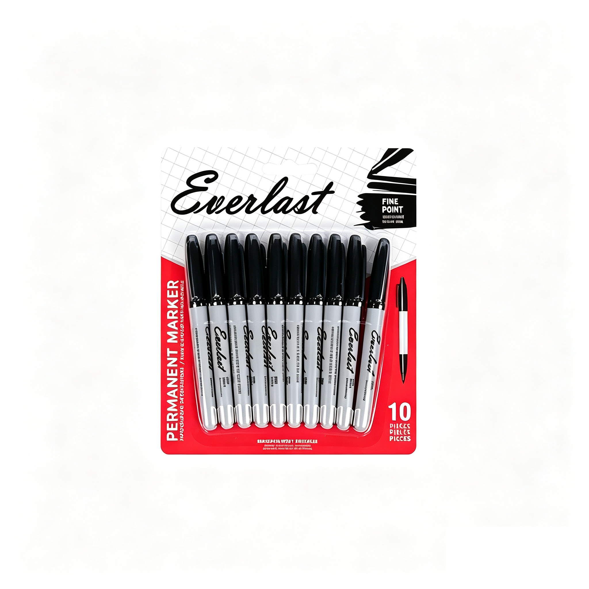 Permanent Markers, Fine Point, Black, 10 Count