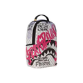 Sprayground Graffiti Slogan Shark Backpack Pink Black Drip Print Waterproof Laptop School Travel Bag