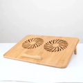 Bamboo Laptop Cooling Stand with Dual Cooling Fans Adjustable Notebook Riser