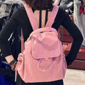 Pink Canvas Backpack Pearl Rhinestone Trefoil Logo Drawstring Flip‑Cover Women Casual Daypack Travel School Backpack