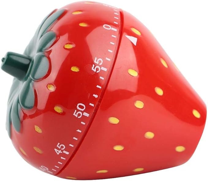 Jadeshay Kitchen Timer Strawberry Shaped, 60 Minutes Kitchen Timer Mechanical Time Reminder Kitchen Accessorie for Cooking