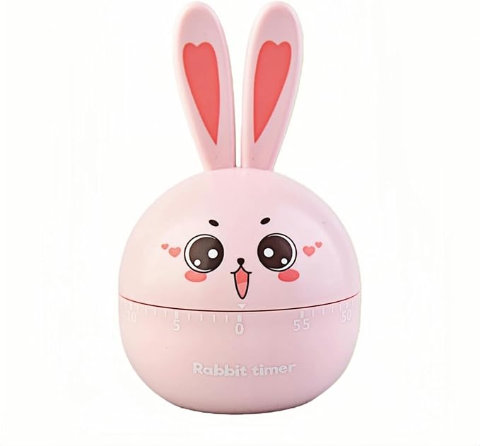 Cartoon Mechanical Kitchen Timer, 60 Minutes Countdown Timer, Mechanical Visual Timer for Kids - No Batteries Required, Kitchen Timer for Cooking, Home, Study and Classroom (Pink-A)