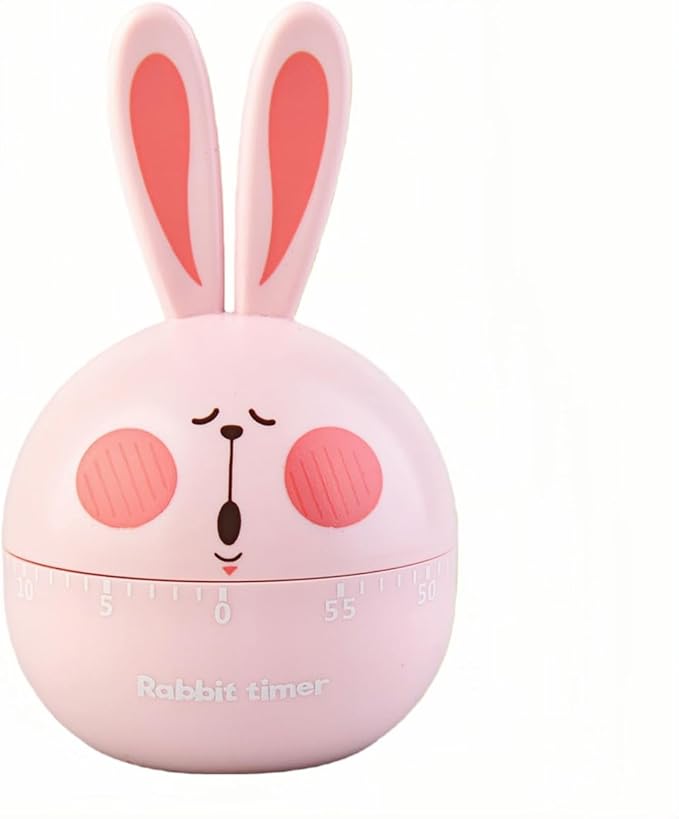 Cartoon Mechanical Kitchen Timer, 60 Minutes Countdown Timer, Mechanical Visual Timer for Kids - No Batteries Required, Kitchen Timer for Cooking, Home, Study and Classroom (Pink-B)