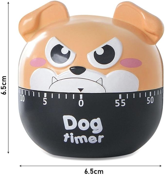 Cute Dog Kitchen Timer Manual Mechanical Rotating Alarm 55 Minutes Countdown Timer