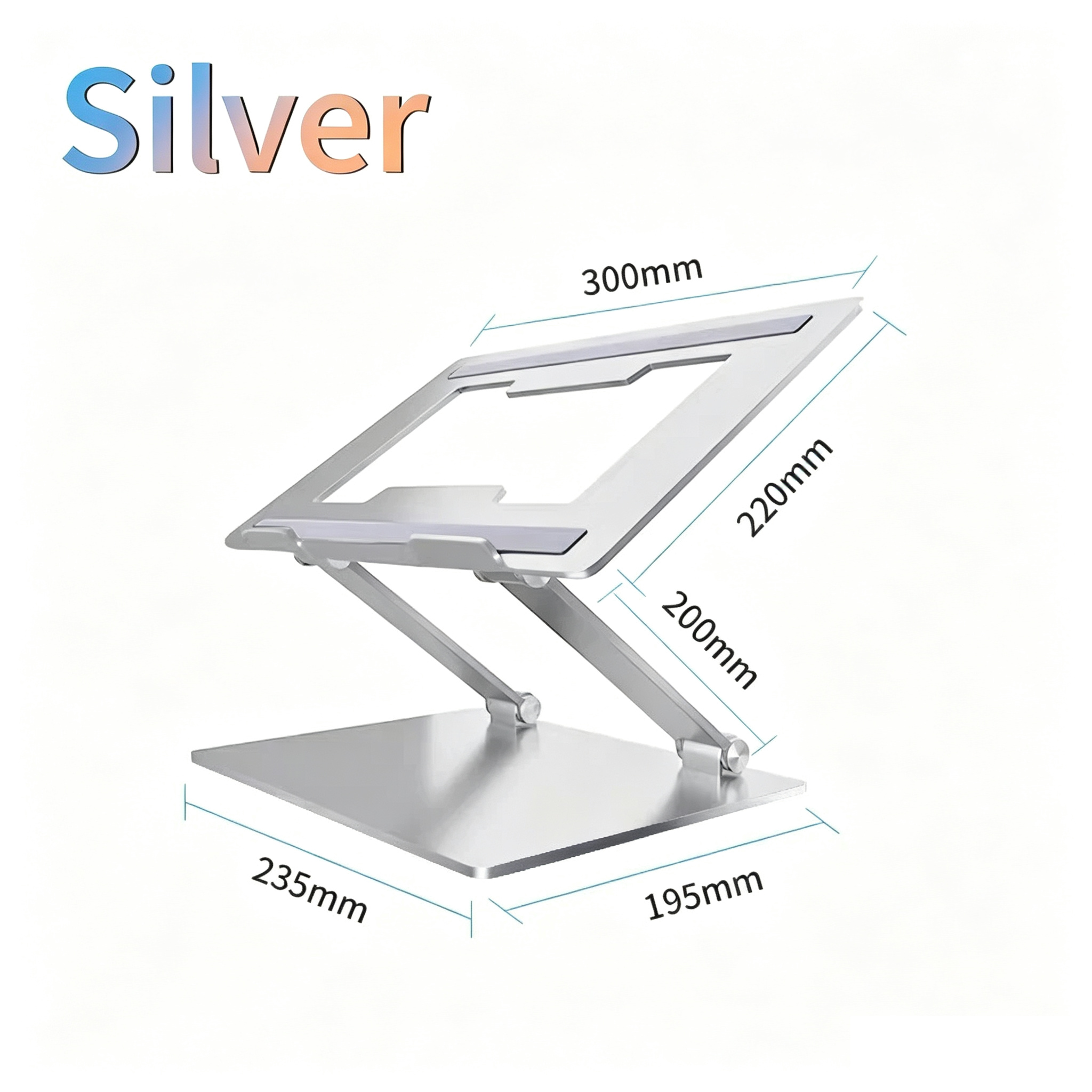 Dual‑Shaft Adjustable Aluminum Laptop Riser Stand, Supports Laptop & Tablet