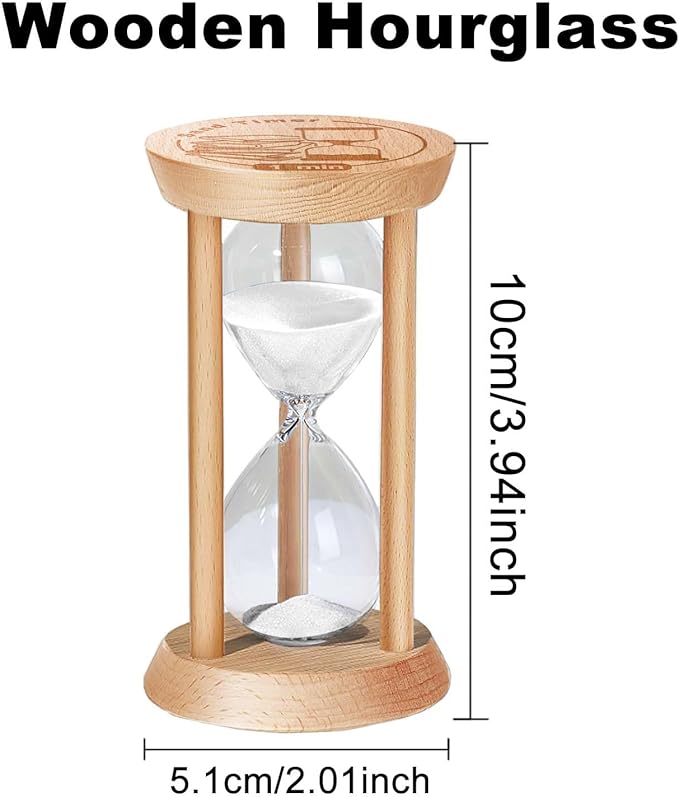 25 Minute Sand Timer Hourglass, 25 Min Wooden Sand Clock, Five Minute Wood Hour Glass, Mini Reloj De Arena, Small Sandglass for Toothbrush Timer, Cooking, Decorative, Work, Game, Gift, White