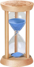 5 Minute Sand Timer, 5 Min Wooden Hourglass, Wood Mini Sand Clock, Five Minute Sandglass, Reloj De Arena, Small Hour Glass for Toothbrush Timer, Kitchen, Desk Decor, Work, Game, Gift, Blue