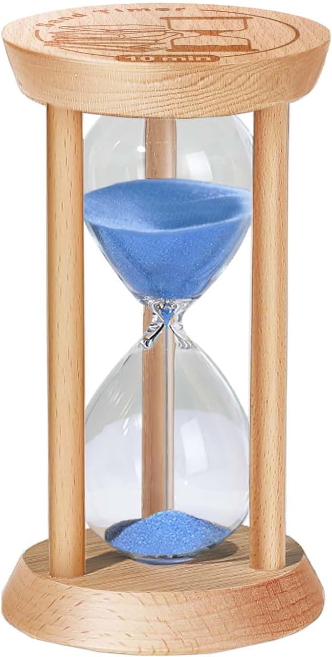 3 Minute Sand Timer, 3 Min Wooden Hourglass, Wood Mini Sand Clock, Three Minute Sandglass, Reloj De Arena, Small Hour Glass for Toothbrush Timer, Kitchen, Desk Decor, Work, Game, Gift, Blue