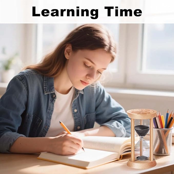 20 Minute Hourglass, 20 Min Wooden Sand Timer, Wood Sand Watch, Three Minute Mini Hour Glass, Reloj De Arena, Small Sandglass for Toothbrush Timer, Cooking, Decorative, Work, Game, Gift, Black