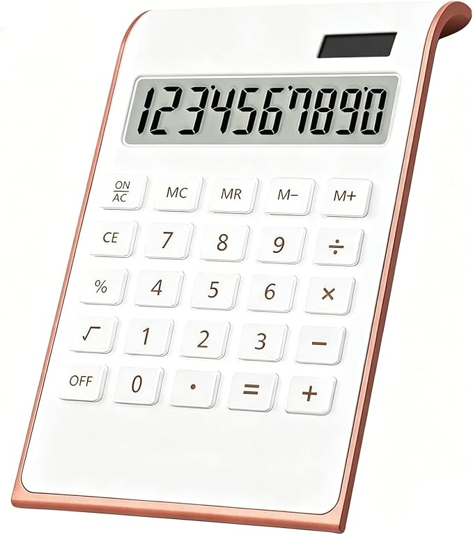 Rose Gold Calculator, Solar Calculator for Desk, Small Calculators Desktop
