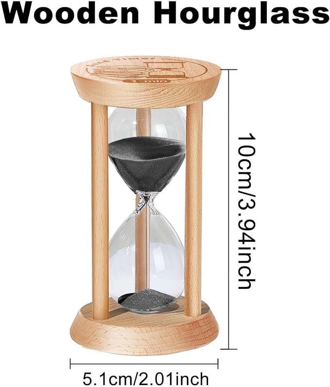 25 Minute Hourglass, 25 Min Wooden Sand Timer, Wood Sand Watch, Five Minute Mini Hour Glass, Reloj De Arena, Small Sandglass for Toothbrush Timer, Cooking, Decorative, Work, Game, Gift, Black
