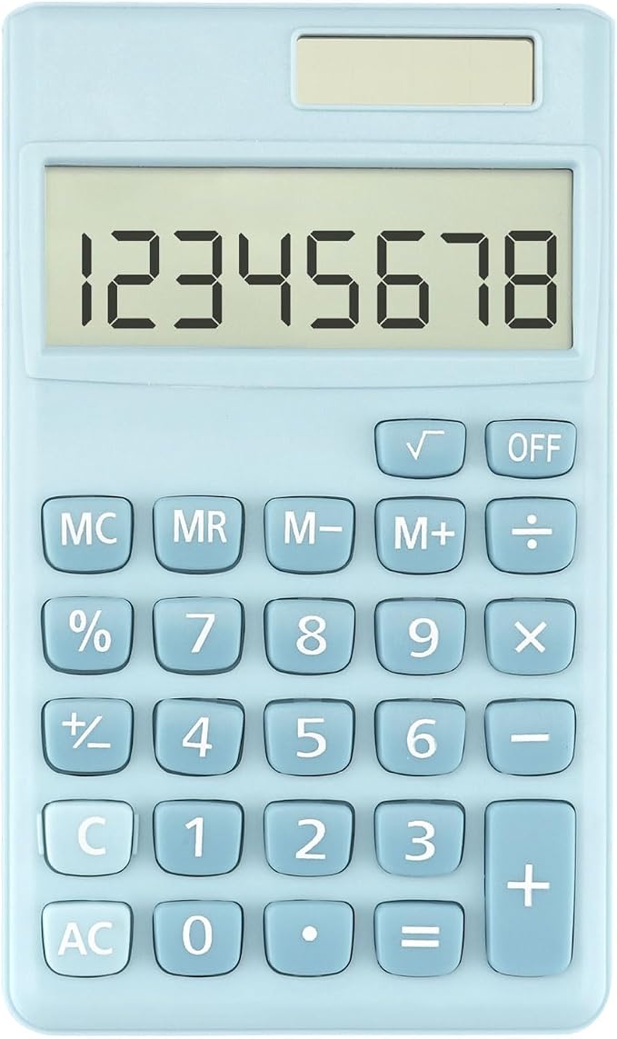 Solar Calculator,Mini Calculator Basic Calculators School for Students Pocket Calculators Blue Office Gadgets Office Supplies for Women Men