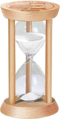 25 Minute Sand Timer Hourglass, 25 Min Wooden Sand Clock, Five Minute Wood Hour Glass, Mini Reloj De Arena, Small Sandglass for Toothbrush Timer, Cooking, Decorative, Work, Game, Gift, White