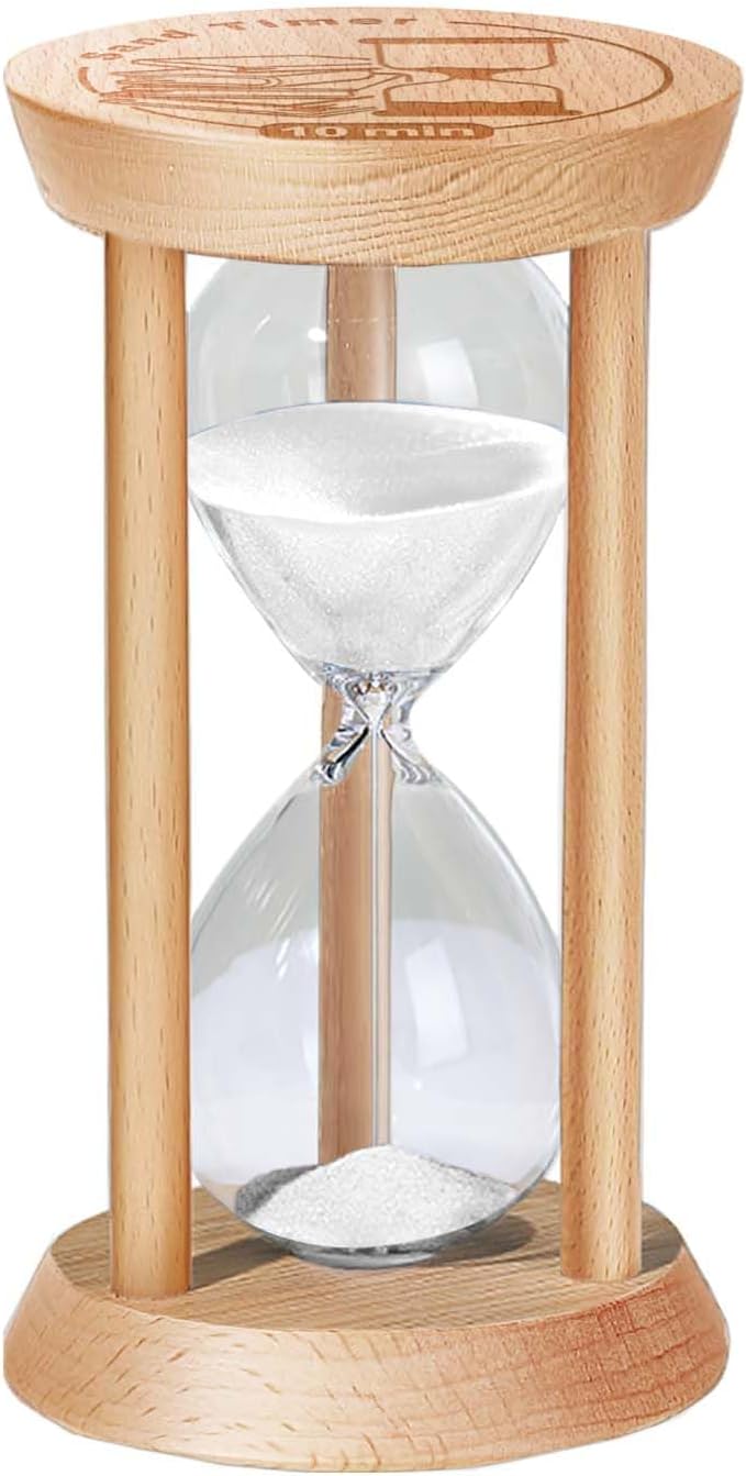 25 Minute Sand Timer Hourglass, 25 Min Wooden Sand Clock, Five Minute Wood Hour Glass, Mini Reloj De Arena, Small Sandglass for Toothbrush Timer, Cooking, Decorative, Work, Game, Gift, White