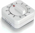 Square 60 Minute Mechanical Kitchen Timer - Visual Kitchen Cooking Timer Clock with Loud Alarm - No Batteries Required-Manual Countdown Timer for Classroom, Home, Study and Cooking (White)