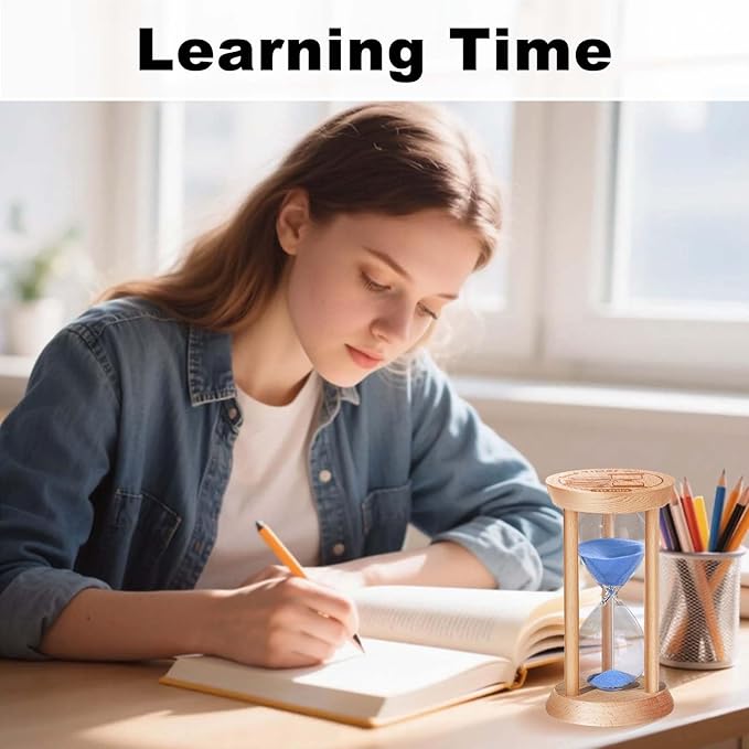 3 Minute Sand Timer, 3 Min Wooden Hourglass, Wood Mini Sand Clock, Three Minute Sandglass, Reloj De Arena, Small Hour Glass for Toothbrush Timer, Kitchen, Desk Decor, Work, Game, Gift, Blue