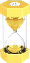 30 Minute Hourglass Sand Timer, Unbreakable Hexagon Sand Clock 30 Min, Reloj De Arena 30 Minutos,Plastic Yellow Hour Glass Sandglass for Classroom Games(Yellow)