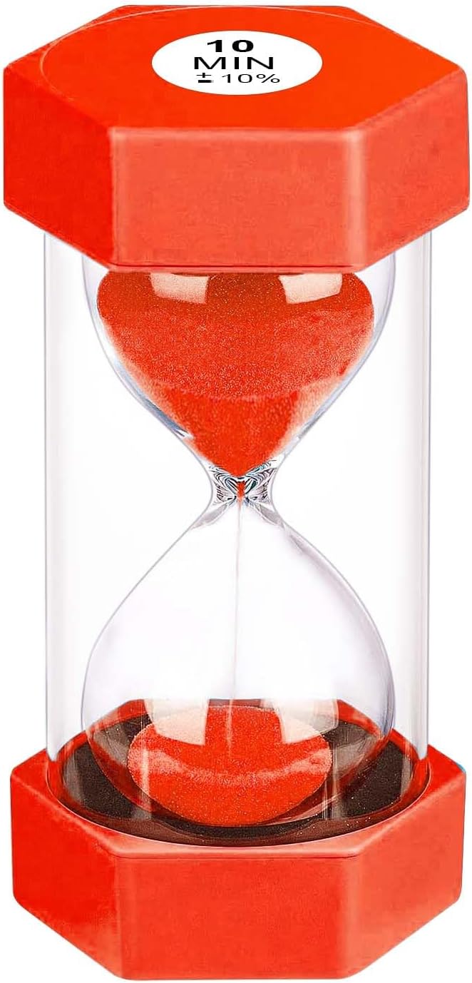 10 Minute Hourglass Sand Timer, Unbreakable Red Hourglass Sand Watch 10 Min, Reloj De Arena 10 Minutos, Colorful Plastic Hour Glass Sandglass for Classroom Games (Red)