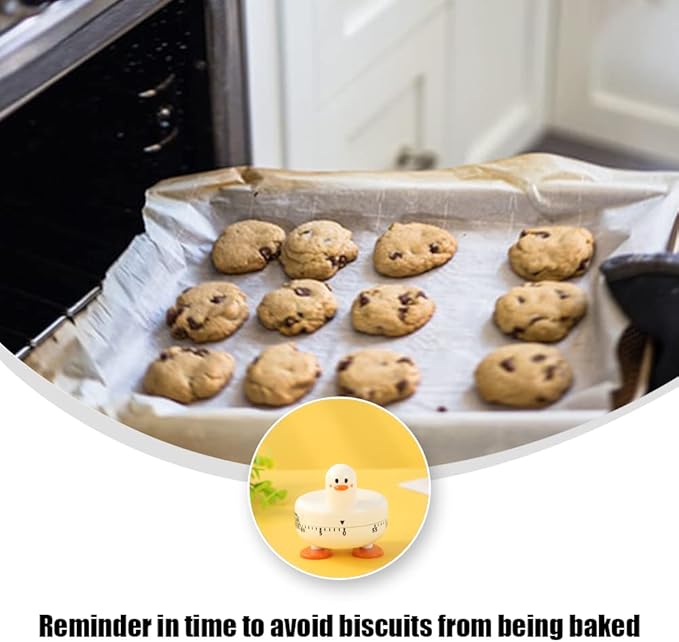Cooking Timer Cute Duck Kitchen Timer 60 Minute Wind Up Mechanical Rotating Alarm for Kitchen Cooking Baking