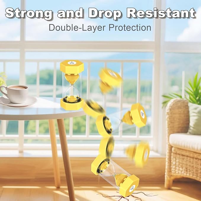 30 Minute Hourglass Sand Timer, Unbreakable Hexagon Sand Clock 30 Min, Reloj De Arena 30 Minutos,Plastic Yellow Hour Glass Sandglass for Classroom Games(Yellow)