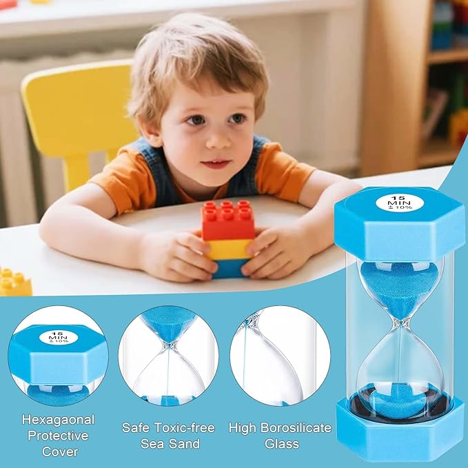 Hourglass Sand Timer 1 Minute, Unbreakable Hourglass Sand Clock, Plastic SandWatch 1 Min, Reloj De Arena 1 Minutos, Colorful Hour Glass Sandglass for Classroom Games(Blue)