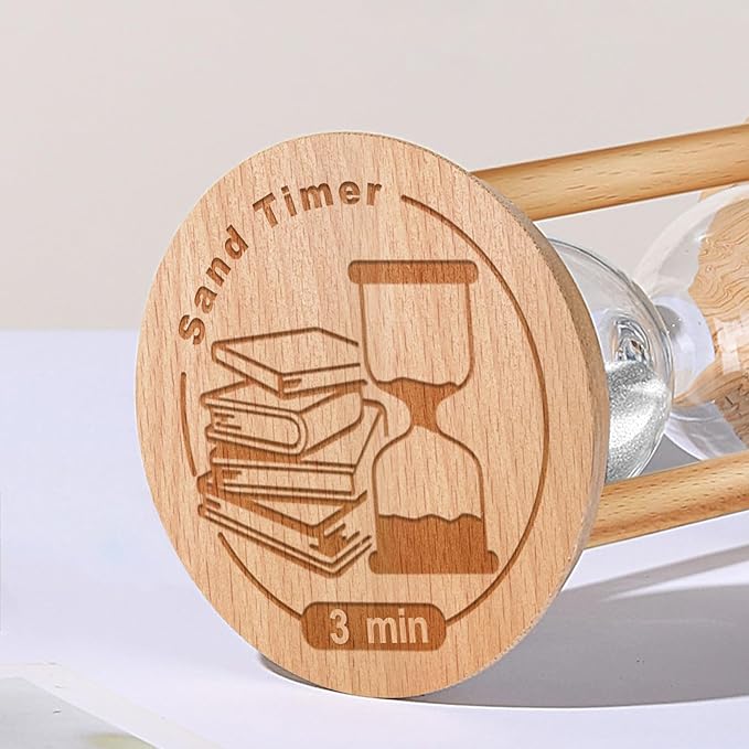 30 Minute Sand Timer Hourglass, 30 Min Wooden Sand Clock, Three Minute Wood Hour Glass, Mini Reloj De Arena， Small Sandglass for Toothbrush Timer, Cooking, Decorative, Work, Game, Gift, White