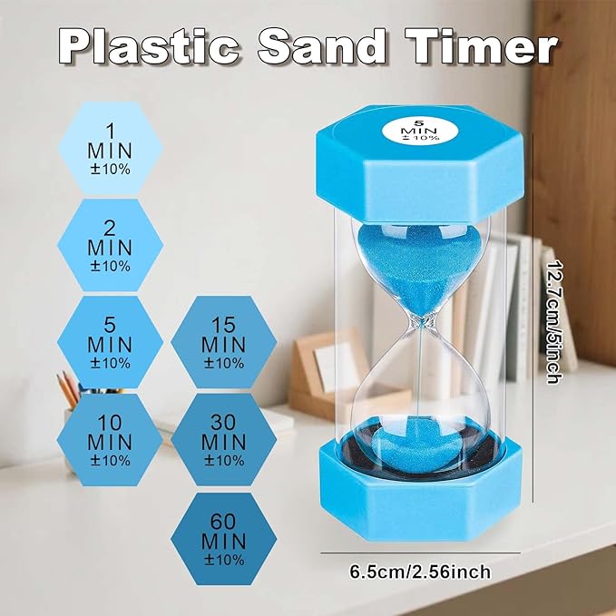 Sand Timer 60 Minutes, Unbreakable Plastic 60 Min Sand Clock, Reloj De Arena 60 Minutos, Colorful Hour Glass Sandglass Watch for Classroom Games Kitchen (Blue)