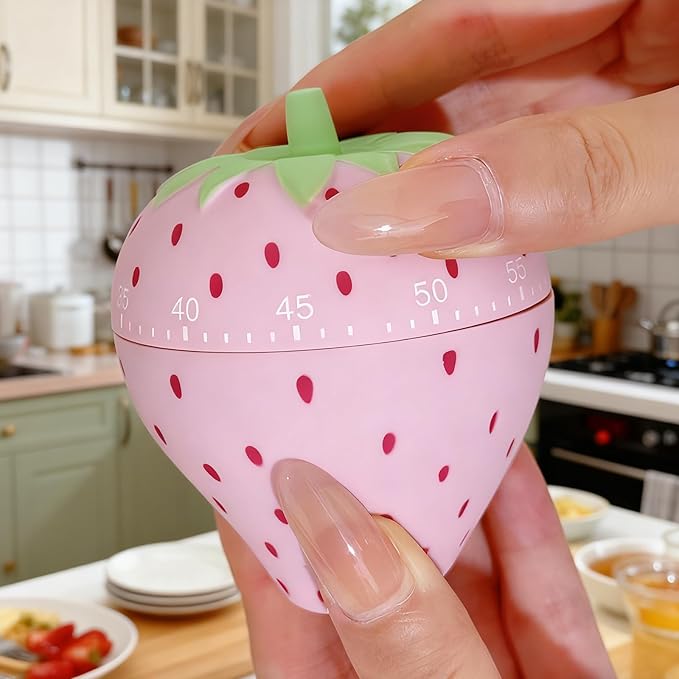 Cute Strawberry Shape 360 Degree Rotating Kitchen Cooking Timer Kitchen Craft Mechanical Wind Up 60 Minutes Timer