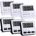 Leumoi 6 Pcs Digital Kitchen Timer 24 Hour Clock and Alarm Function Timer On/Off Switch Minute Second Count up Countdown Loud Alarm for Exercise Cook Baking(Black and White)