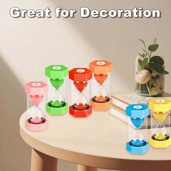 Sand Timer 15 Minute Hourglass, Unbreakable Hexagon Sand Clock 15 Min, Reloj De Arena 15 Minutos, Plastic Green Hour Glass Sandglass for Classroom Game Decoration (Pink)