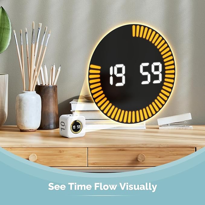 2 Pack - KADAMS Pomodoro Cube Timer Productivity Visual Timer - 5/10/25/50 Min Rotating Countdown (2, White)