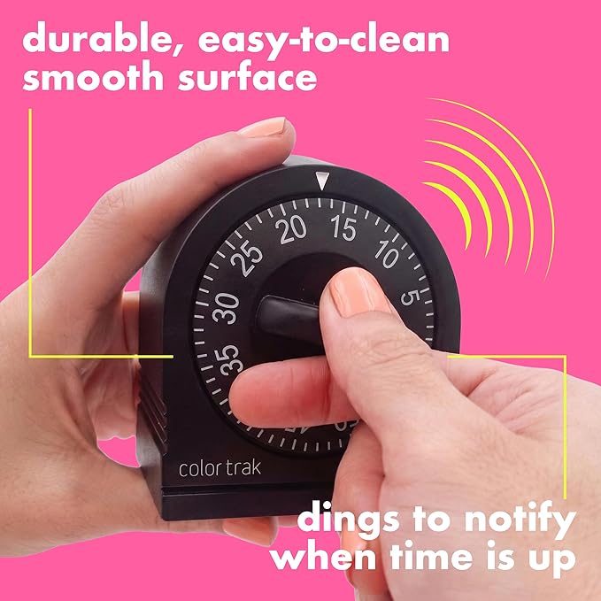 60 Minute Wind Up Timer, Visual Mechanical Timer, from 0 to 60 Minutes, for Kitchen, Hair Color Processing, Tanning Time, Kids' Home and Classroom Activities or Timeouts, Black