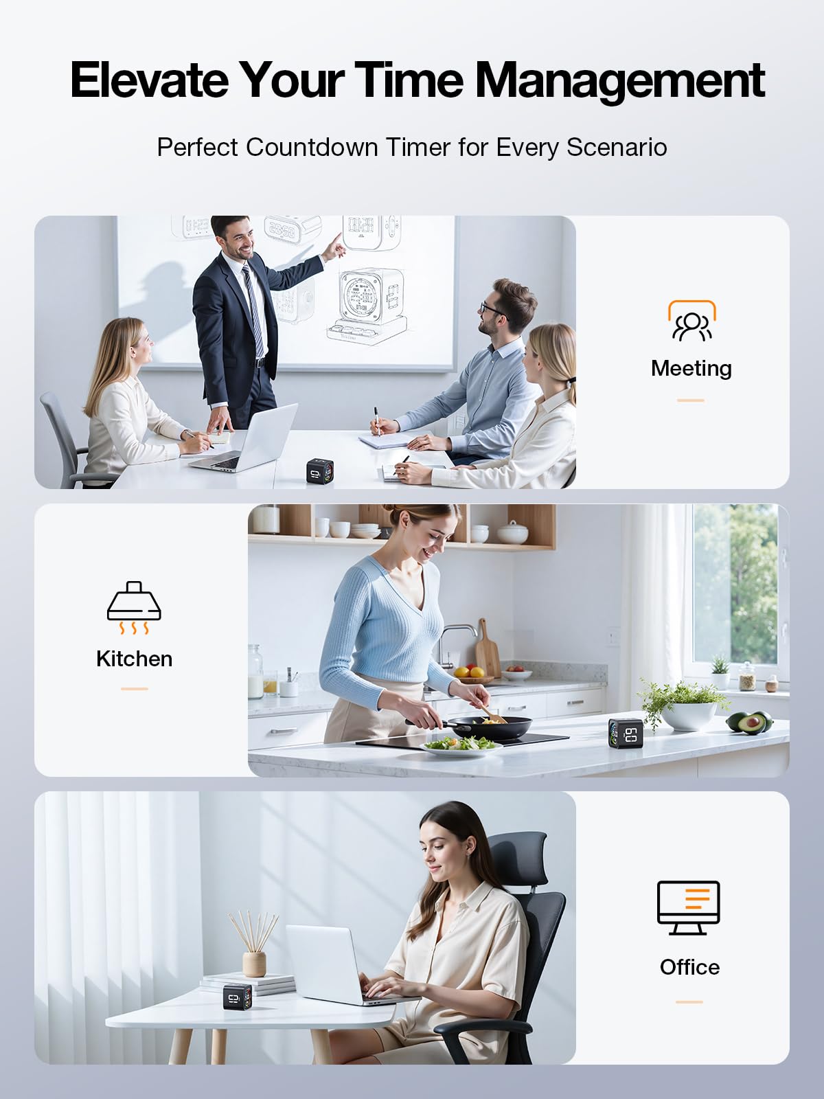 Pomodoro Timer Cube – Smart Focus Timer with Presets, Custom Countdown & Silent Vibration Alerts for Productivity