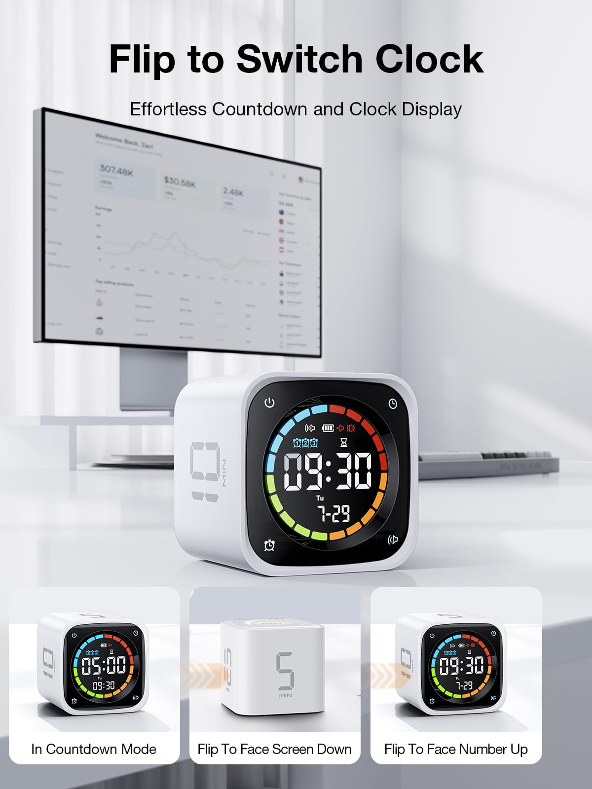 Pomodoro Timer Cube – Smart Focus Timer with Presets, Custom Countdown & Silent Vibration Alerts for Productivity